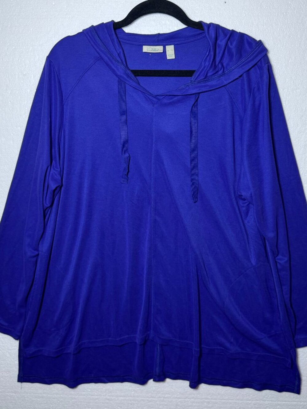LOGO Lounge Lori Goldstein Sz XL Blue Hoodie Lightweight Pockets Stretchy Comfy